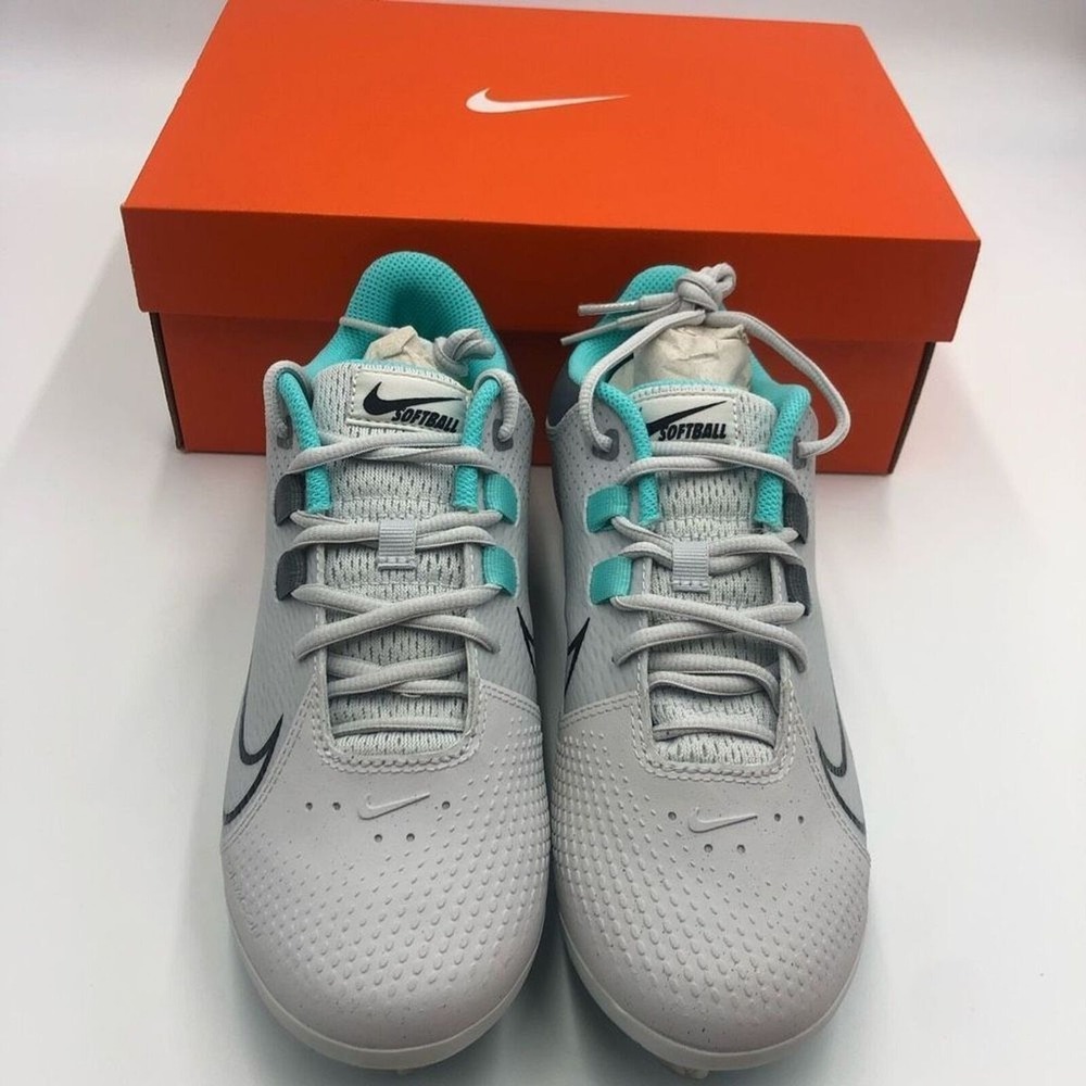Nike Lunar Hyperdiamond 3 Pro Softball Cleats Wolf Grey Aqua Womens Size 7.5
